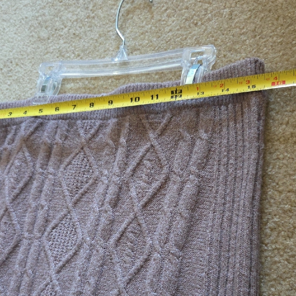 OLIVE + OAK Tan Cable Knit Sweater and Skirt Set 2 Pieces Mock Neck Sz M - Picture 12 of 14